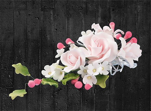 Tortendekoration Zucker-Blumenbouquet Rose Pink