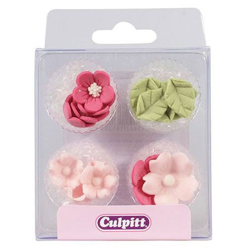 Culpitt Zuckerdekoration Blume & Blätter Rosa