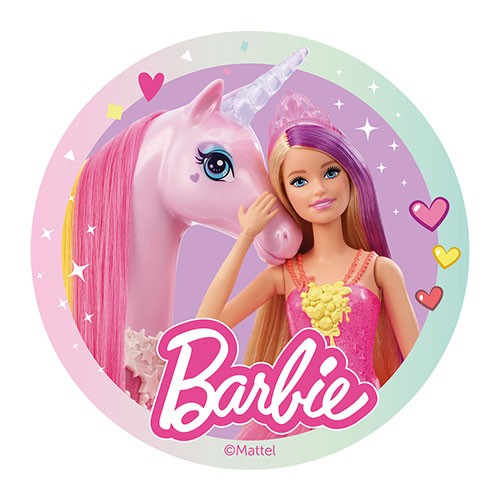 Barbie mit Einhorn - Oblatenaufleger