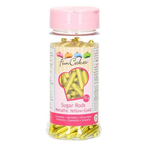 FunCakes Metallic Sugar Rods XL -Gelb Gold- 70g