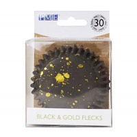 PME folienbeschichtete Backförmchen - Black & Gold Sprenkel - Maxi - 30 Stk