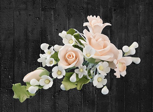 Tortendekoration Zucker-Blumenbouquet Rose Apricot