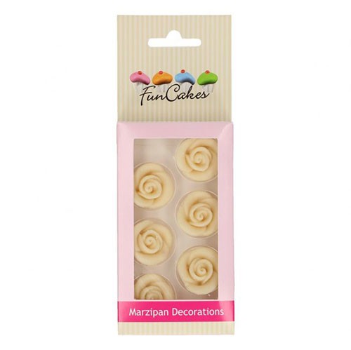 FunCakes - Marzipan Dekorationen - Weiße Rosen - Set 6-teilig